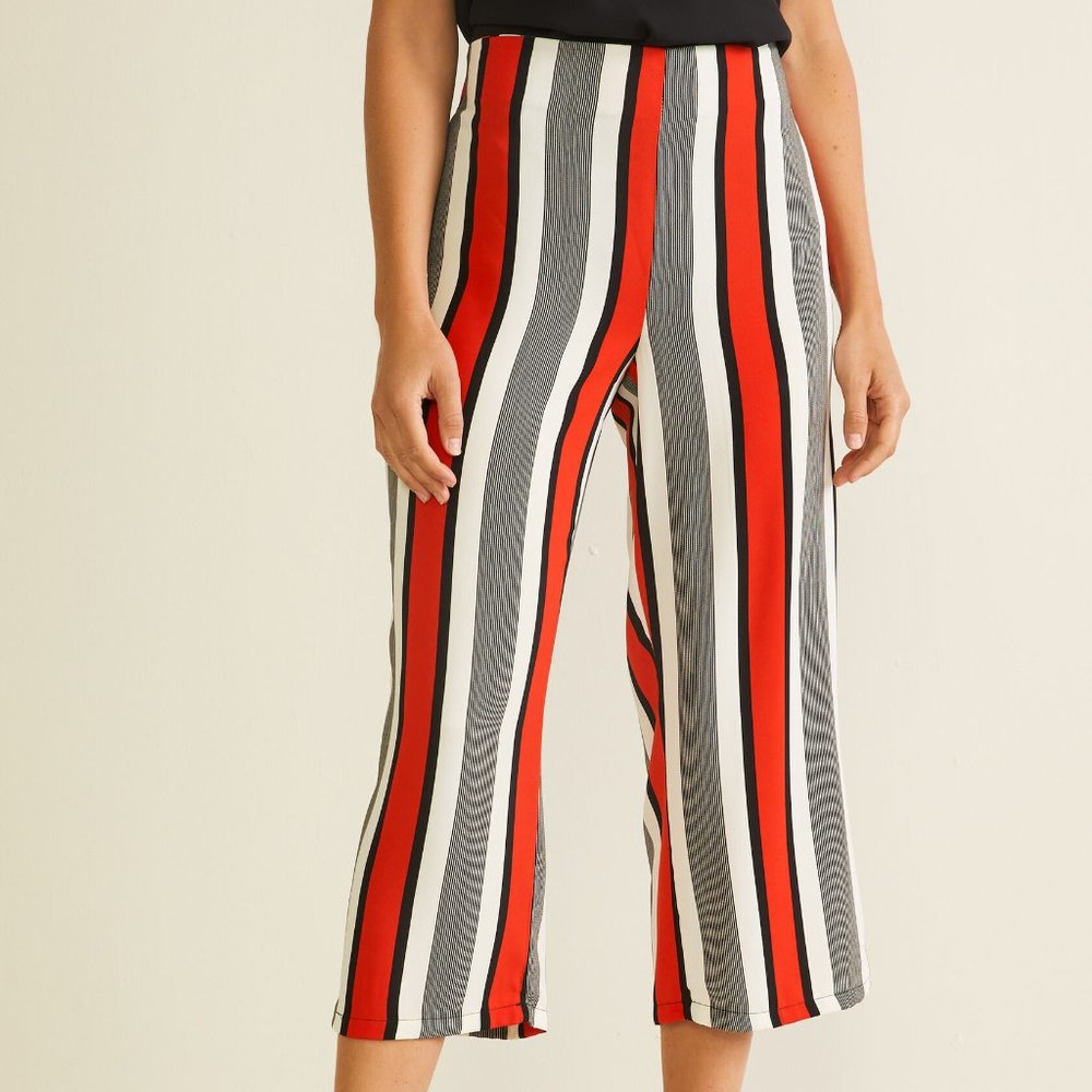 Laura Stripe Print Gaucho Pants Multicolour in XL